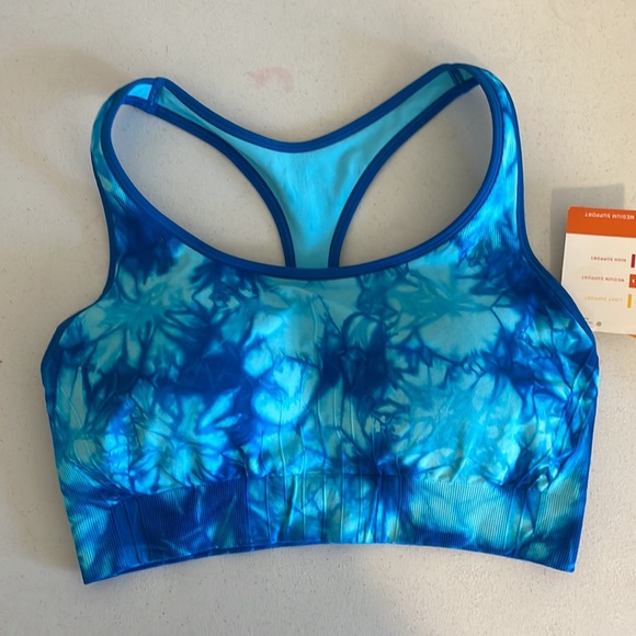 C9 Champion Blue Tie Dye Seamless Racerback Sports Bra - Picture 2 of 13